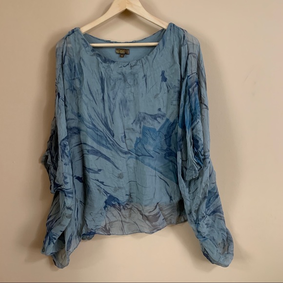Amanti Silk Top Boat Neck Blouse, Made in Italy - Picture 1 of 5